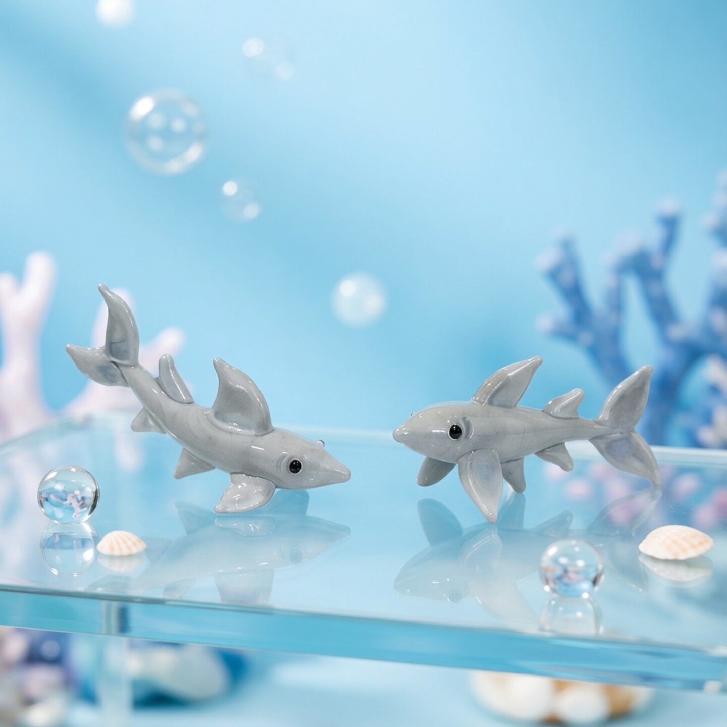 Marine Aquarium Orp - Handgemaakt mini glazen haaienbeeldje, schattig klein